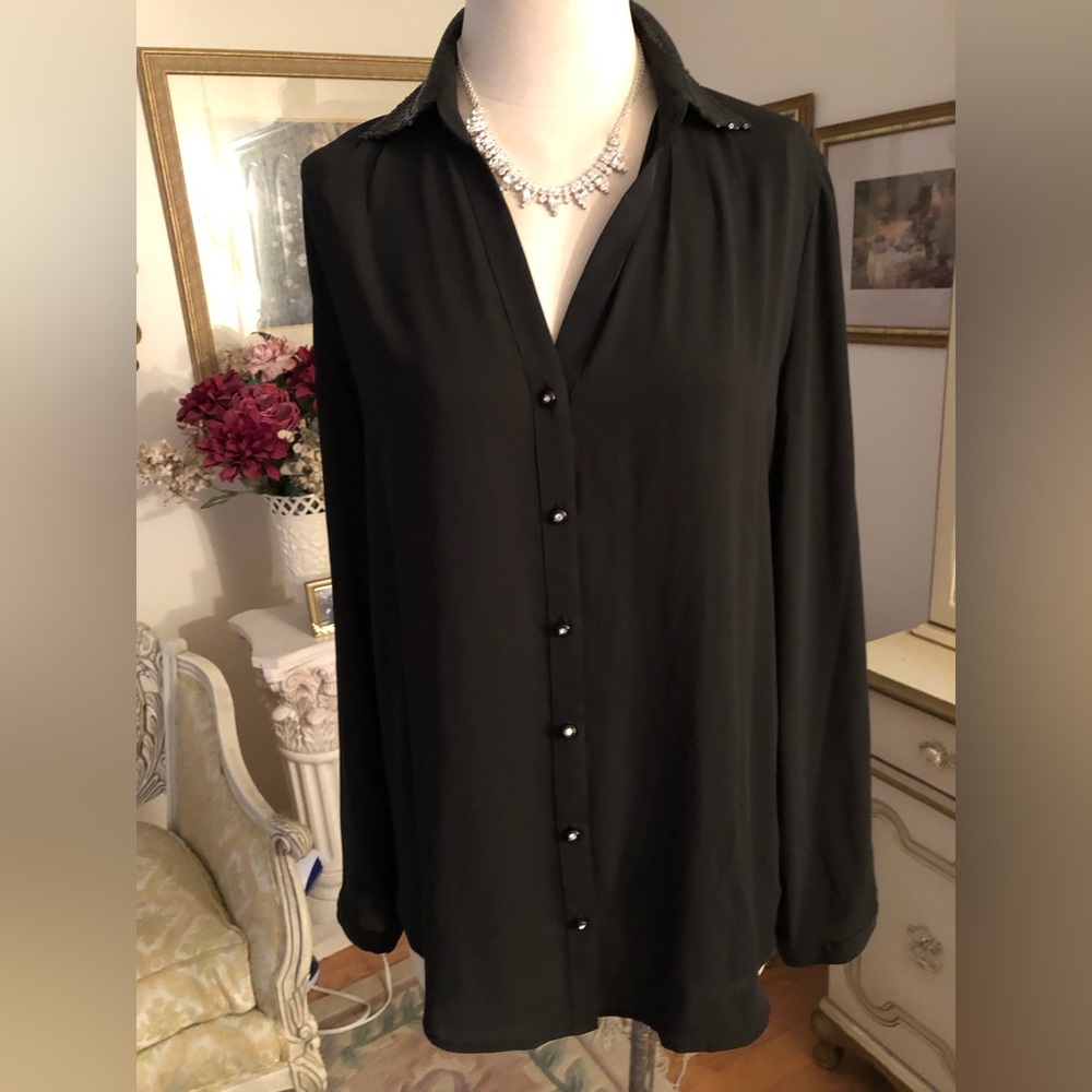 Mac Scott Long Sleeve Sequence Collar/Rhinestone … - image 1